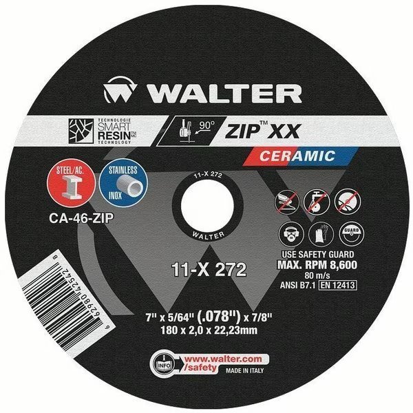 Zip xx Cut-Off Wheel 7'' x 5/64'' x 7/8'' T1, Walter Surface Technologies, Mfr#: 11X272